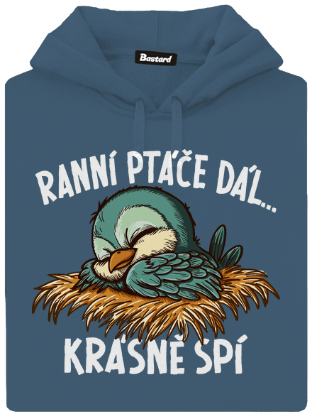 Ranní ptáče spí dámská mikina klokanka Denim