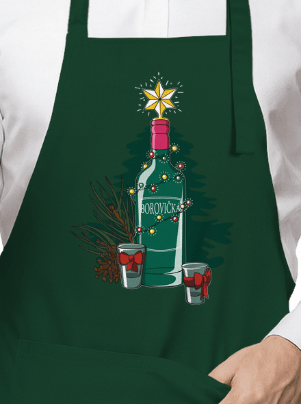 Vánoční borovička zástěra Bottle Green
