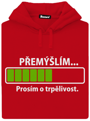 Přemýšlím pánská mikina klokanka Red