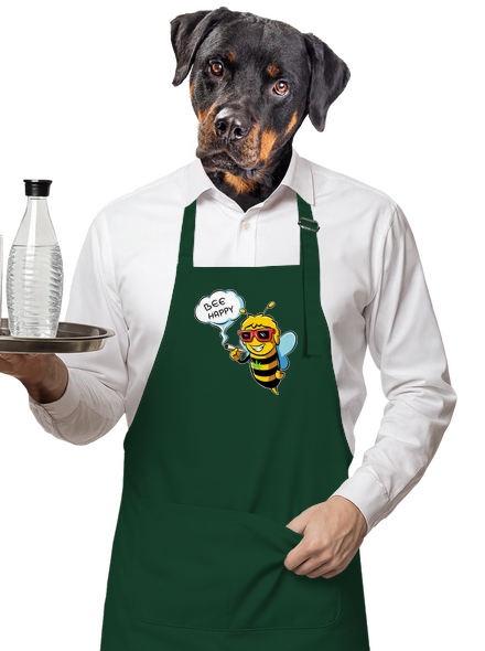 Bee happy zástěra Bottle Green