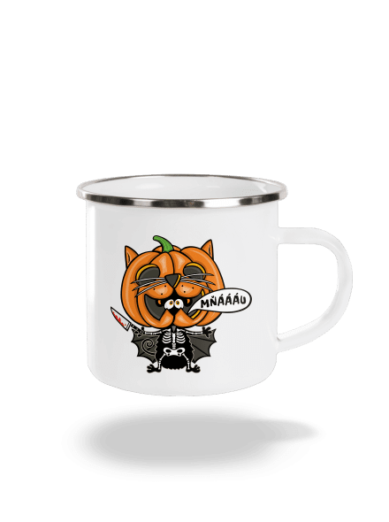 Halloweenská kočička plecháček White
