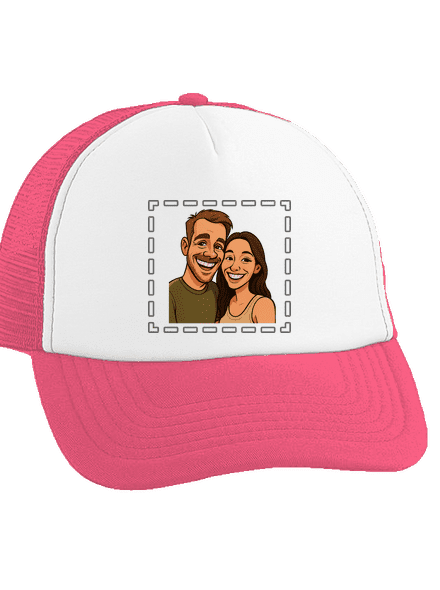Karikatura z vlastní fotky kšiltovka truckerka Fluorescent Pink cap