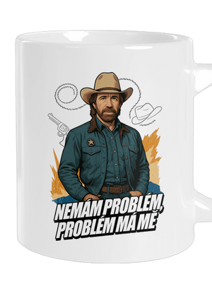 B19: Chuck Norris z Walker, Texas Ranger velký hrnek White