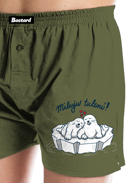 Miluju tulení pánské trenky Khaki