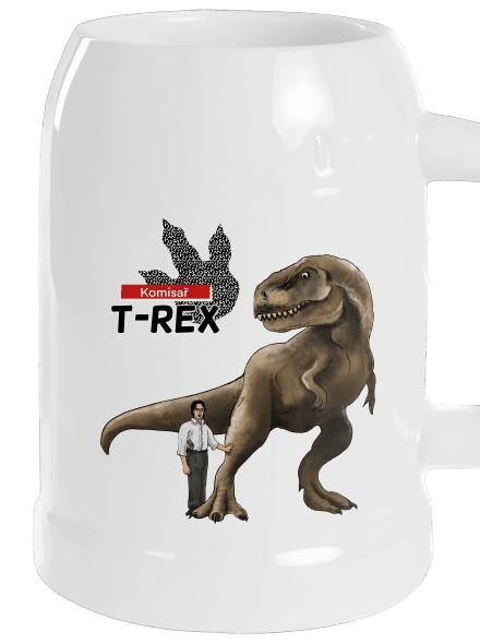 Komisař T-Rex půllitr White