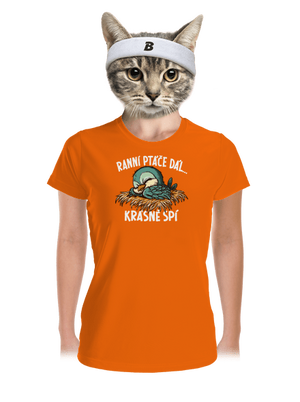 Ranní ptáče spí dámské sportovní tričko Neon Orange