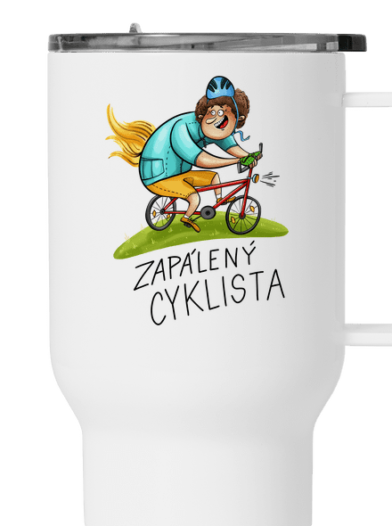 Zapálený cyklista termohrnek White