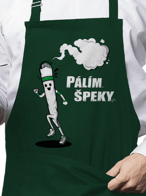 Pálím špeky zástěra Bottle Green