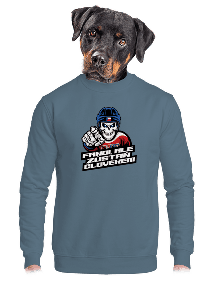 Fandi, ale zůstaň člověkem unisex mikina bez kapuce Nordic Blue