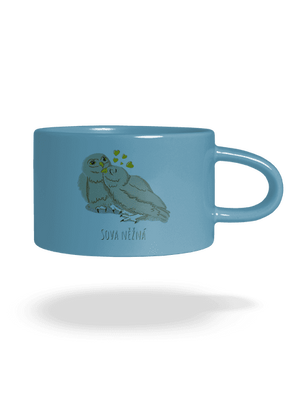 Sova něžná hrnek makronka Blue Macaron