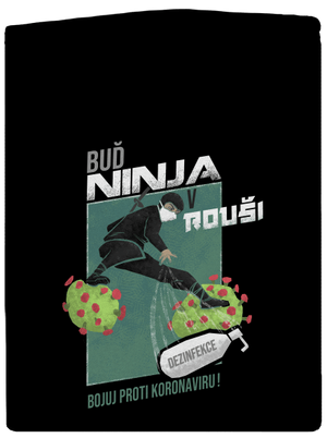 Ninja v rouši pánská mikina na zip Black