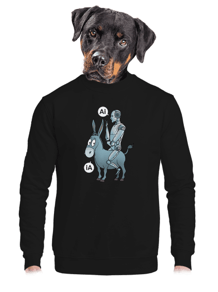 Osel a AI unisex mikina bez kapuce Black
