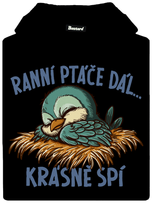 Ranní ptáče spí dámská mikina klokanka Black