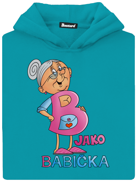 B jako babička dětská mikina klokanka Hawaiian Blue