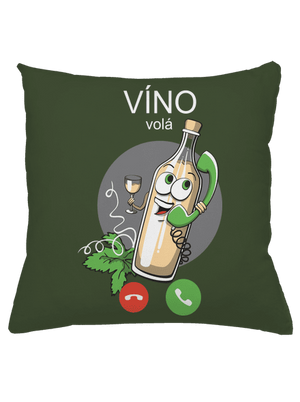 Bílé víno volá polštář Olive Green