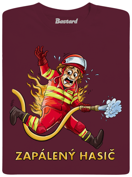 Zapálený hasič a hasička dětské tričko Burgundy
