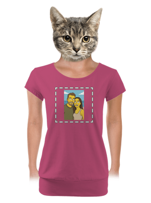 Simpsonovi z vlastní fotky dámské tričko s lemem Magenta