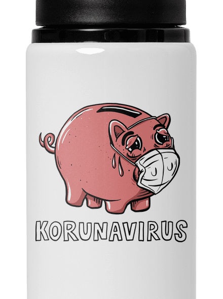 Korunavirus v kasičce lahev na vodu White