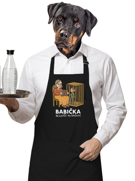 Babička hlídačka zástěra Black