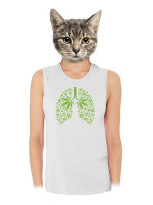 Ganja plíce dámské tílko volné White