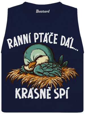 Ranní ptáče spí dámské tílko volné Navy