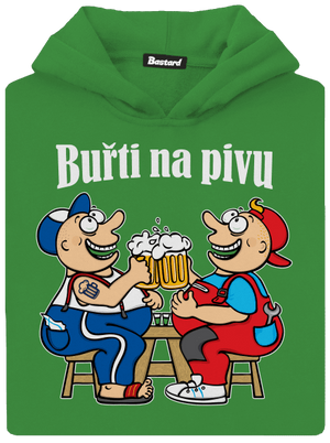 Buřti na pivu dětská mikina klokanka Kelly Green AWD