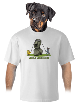 Velikonoční Moai unisex tričko oversized White