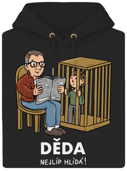 Děda hlídá unisex mikina premium Dark Black
