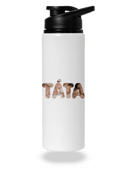 Nápis táta z vlastních fotek lahev na vodu White