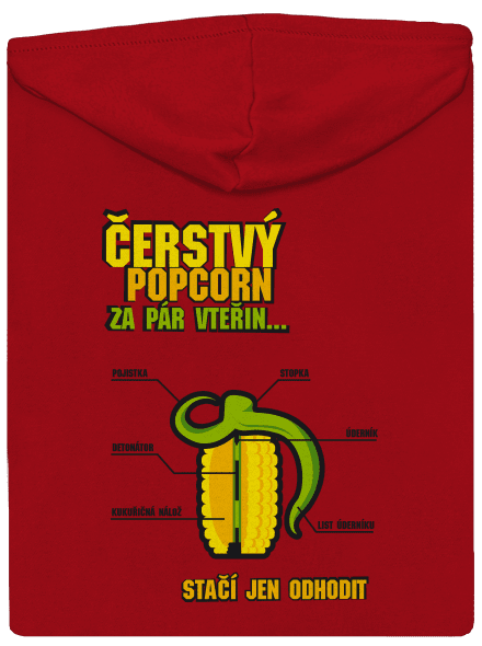Čerstvý popcorn pánská mikina na zip Red