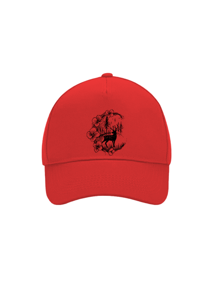 Jelen v květu černý kšiltovka baseballka Classic Red