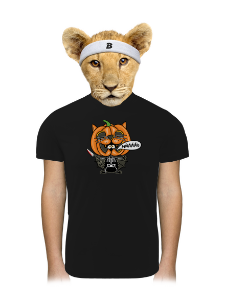 Halloweenská kočička dětské sportovní tričko Black