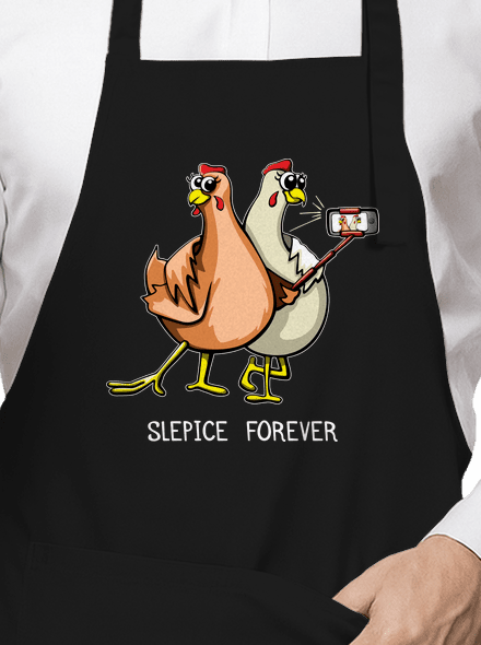 Slepice forever zástěra Black