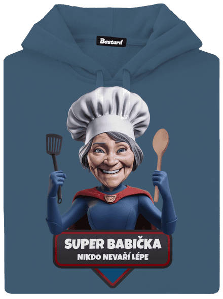 Super babička dámská mikina klokanka Denim