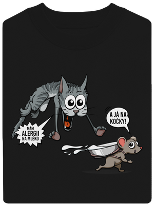 Alergická kočka a myš unisex mikina bez kapuce Black