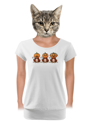 Halloween opičky dámské tričko s lemem White