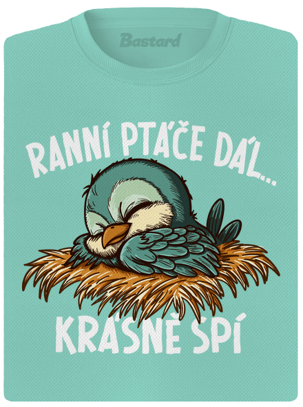 Ranní ptáče spí dámské sportovní tričko Mint Mal