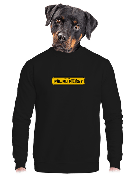Miliony unisex mikina bez kapuce Black