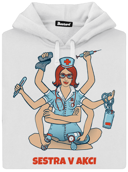 Sestra v akci dámská mikina klokanka White