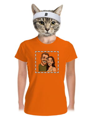 Karikatura z vlastní fotky dámské sportovní tričko Neon Orange