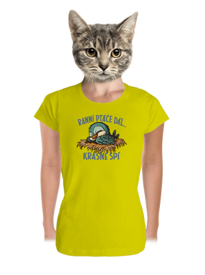 Ranní ptáče spí dámské tričko premium Lemon