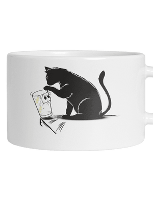 Kočka a sklenice hrnek makronka White