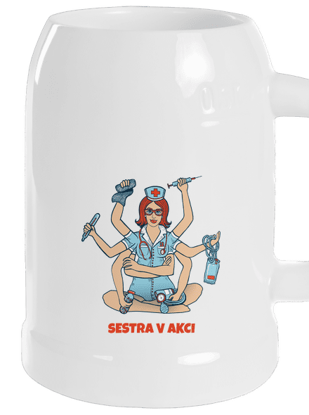 Sestra v akci půllitr White
