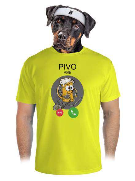 Pivo volá pánské sportovní tričko Neon Yellow