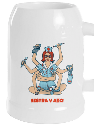 Sestra v akci půllitr White