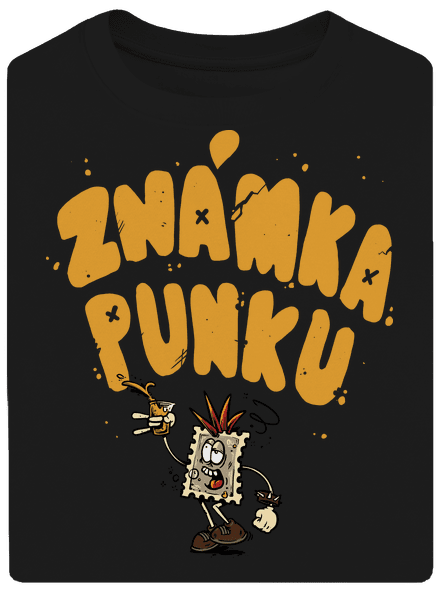 Vylitá známka punku  unisex tričko oversized Black