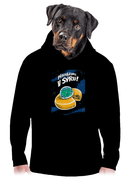 Přicházíme v sýru pánská mikina klokanka Black