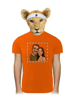 Karikatura z vlastní fotky dětské sportovní tričko Neon Orange