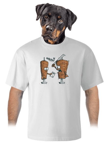 Kebab unisex tričko oversized White
