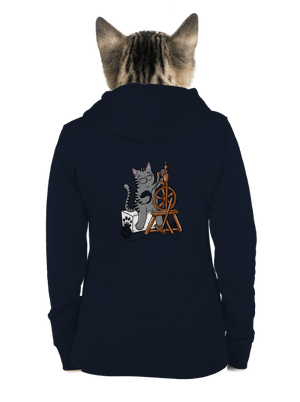 Kočka přede dámská mikina na zip Navy Mal